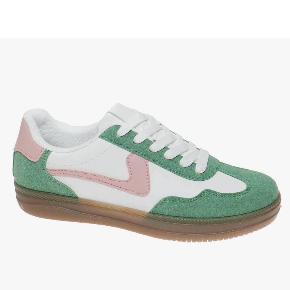 NEW PIERRE DUMAS women's outwoods giana sneakers in emerald green & pink